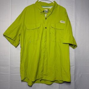 Magellan Outdoors Fishing Shirt XL Lime Green Short Sleeve Angler Fit